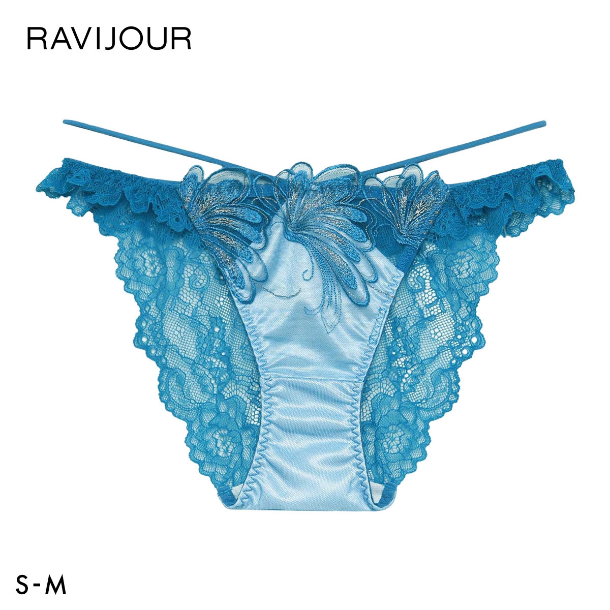 ラヴィジュール エリュナ ストレッチレース ノーマルショーツ SM セクシー バックレース 透け RAVIJOUR(BU-ブルー-S)