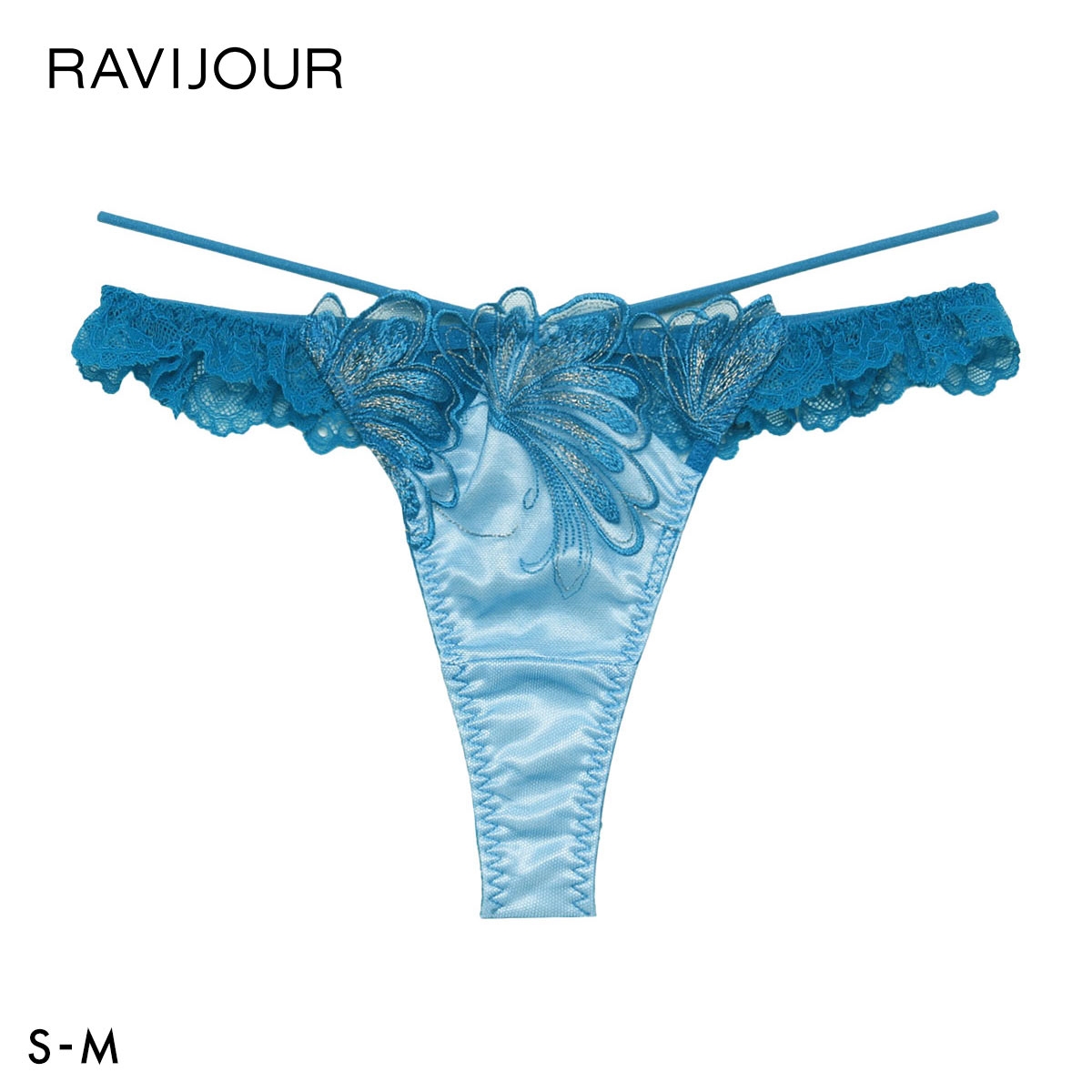 ラヴィジュール エリュナ ストレッチレース Tバックショーツ SM セクシー バックレース 透け RAVIJOUR(BU-ブルー-S)