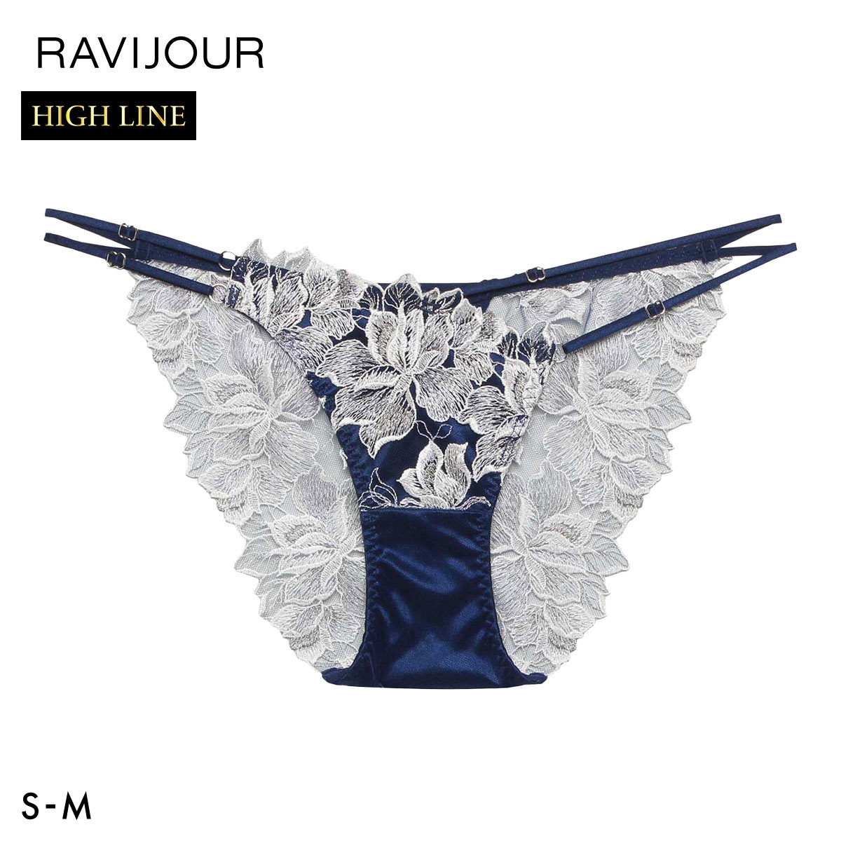 ラヴィジュール ルシエル エンブロイダリーレース ノーマルショーツ SM セクシー バックレース ハイライン HIGHLINE by RAVIJOUR(NV-ネイビー-S)