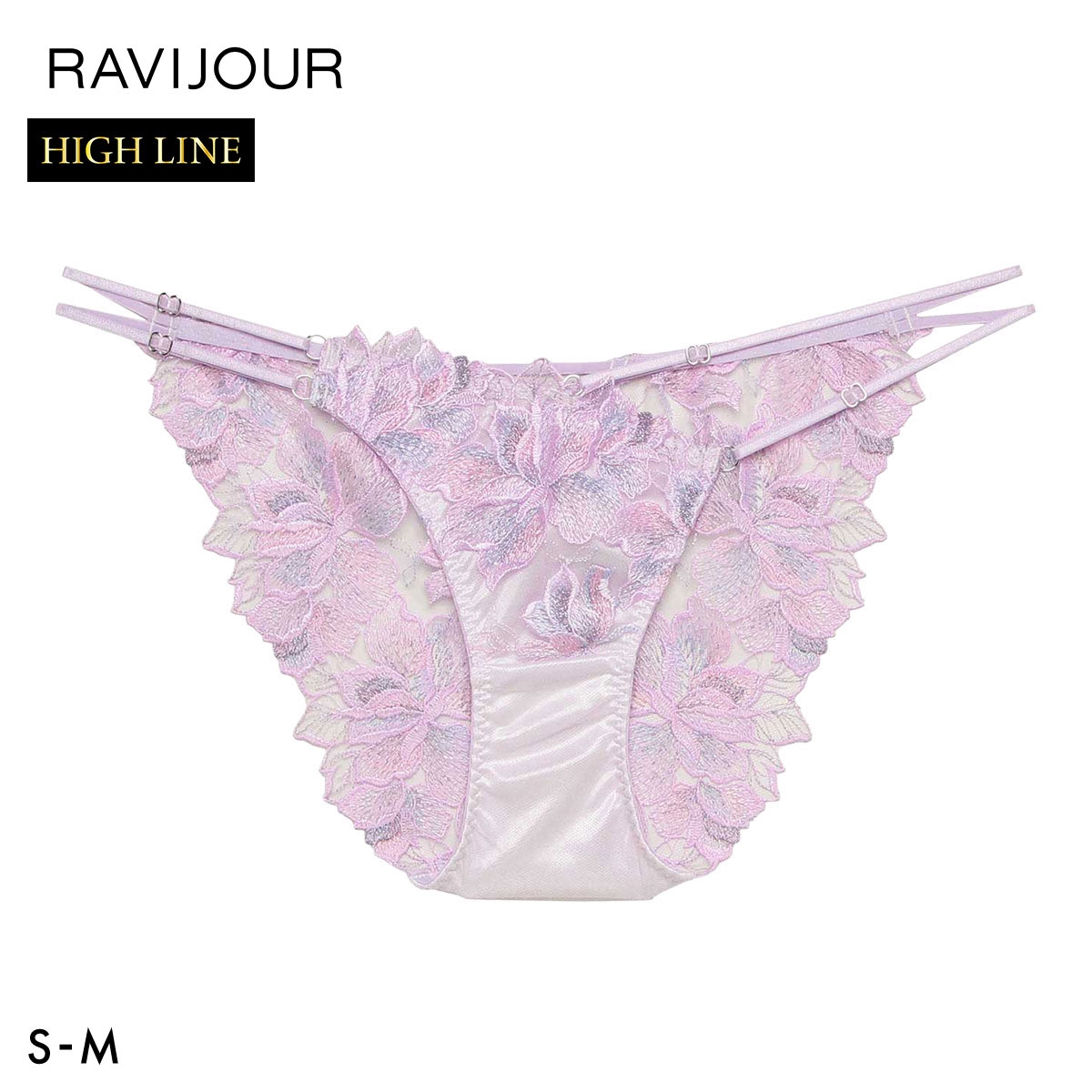 ラヴィジュール ルシエル エンブロイダリーレース ノーマルショーツ SM セクシー バックレース ハイライン HIGHLINE by RAVIJOUR(PU-パープル-S)