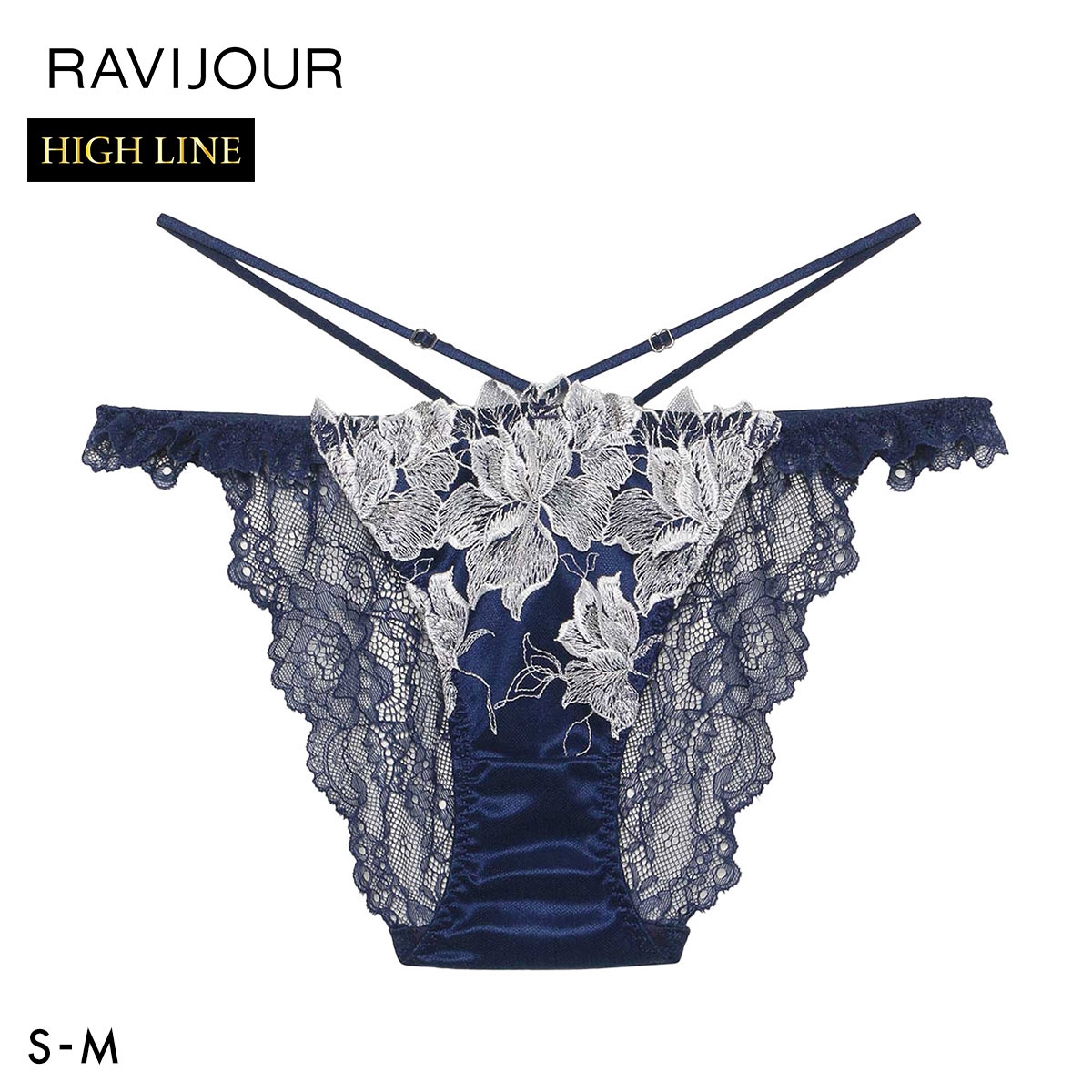 ラヴィジュール ルシエル ストレッチレース ノーマルショーツ SM セクシー バックレース 透け ハイライン HIGHLINE by RAVIJOUR(NV-ネイビー-S)