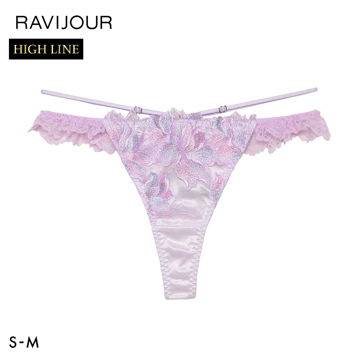 ラヴィジュール ルシエル ストレッチレース Tバックショーツ SM セクシー バックレース 透け ハイライン HIGHLINE by RAVIJOUR(PU-パープル-S)