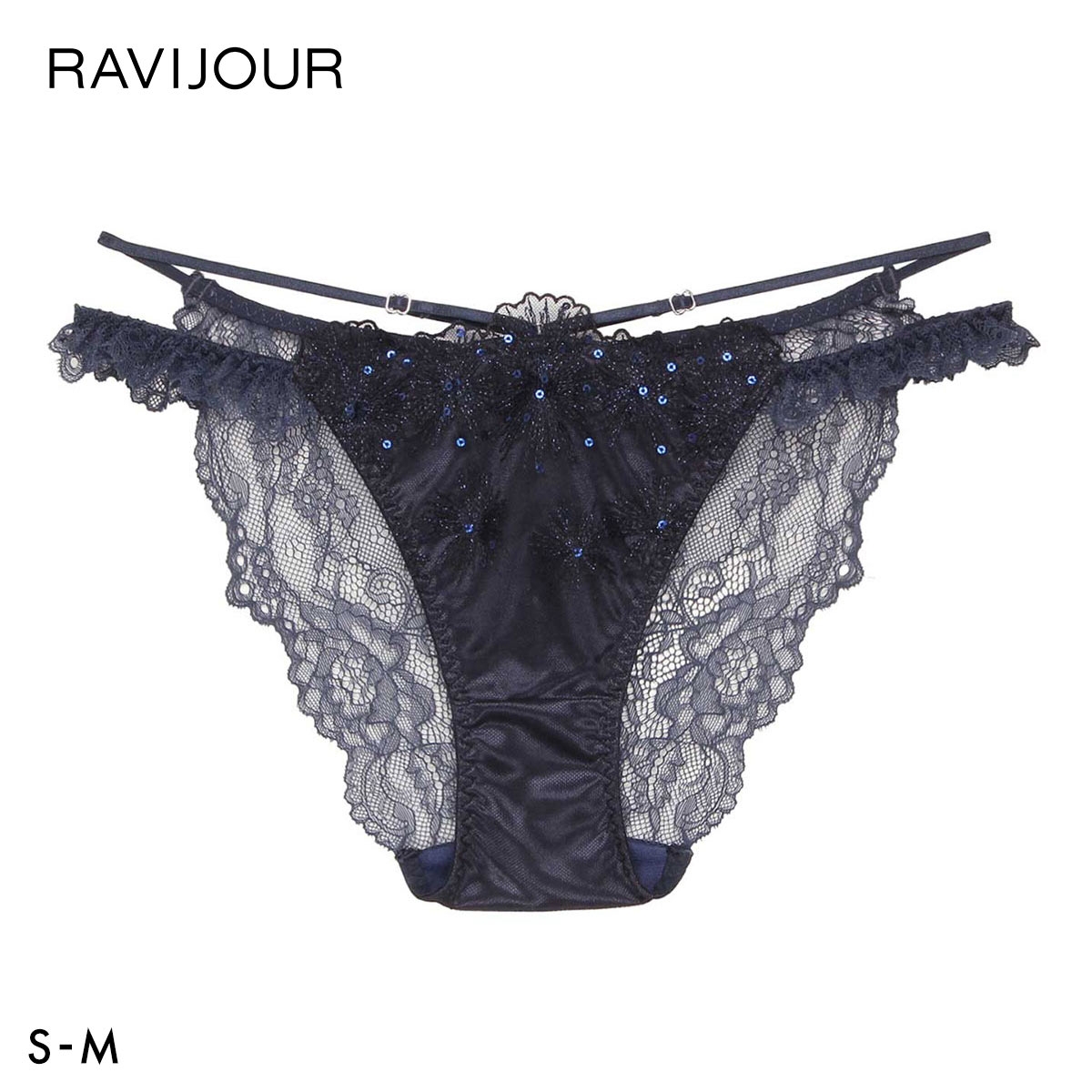 ラヴィジュール セレスティア ストレッチレース ノーマルショーツ SM セクシー バックレース 総レース RAVIJOUR(NV-ネイビー-S)