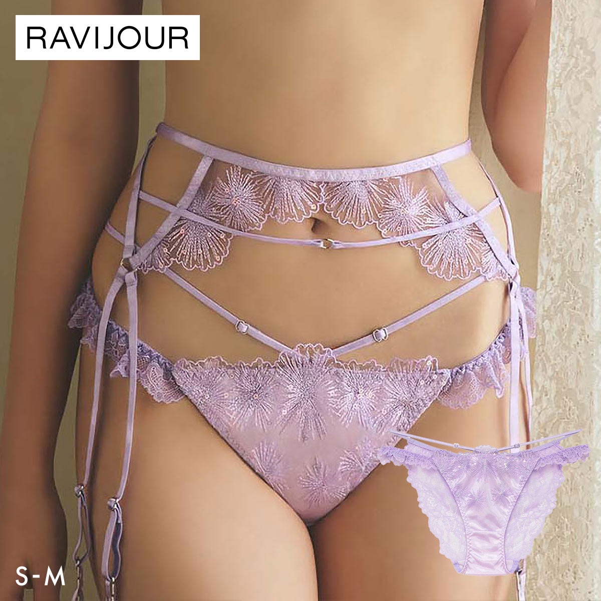 ラヴィジュール セレスティア ストレッチレース ノーマルショーツ SM セクシー バックレース 総レース RAVIJOUR(PU-パープル-S)