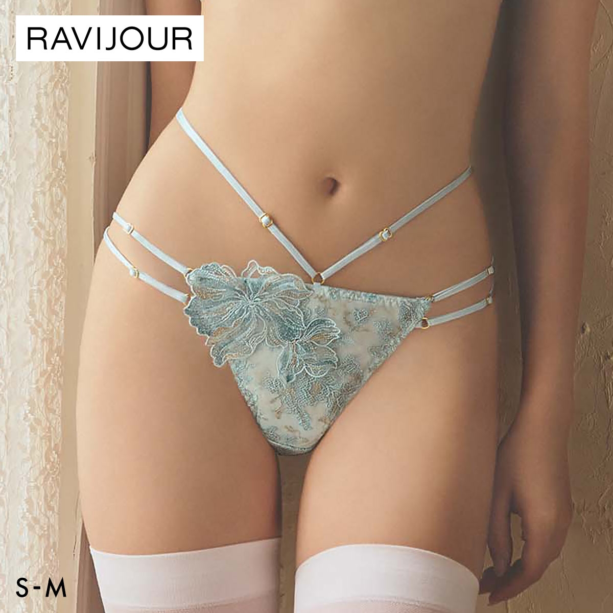 ラヴィジュール ソワリス レース ノーマルショーツ SM セクシー 総レース バックレース RAVIJOUR(BU-ブルー-S)