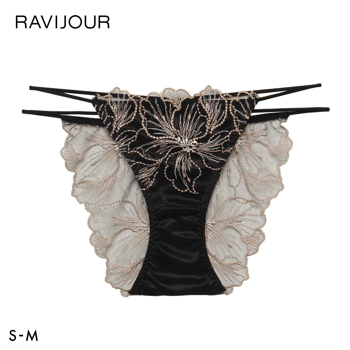 ラヴィジュール アウレリア エンブロイダリーレース ノーマルショーツ SM セクシー 総レース バックレース RAVIJOUR(BK-ブラック-S)
