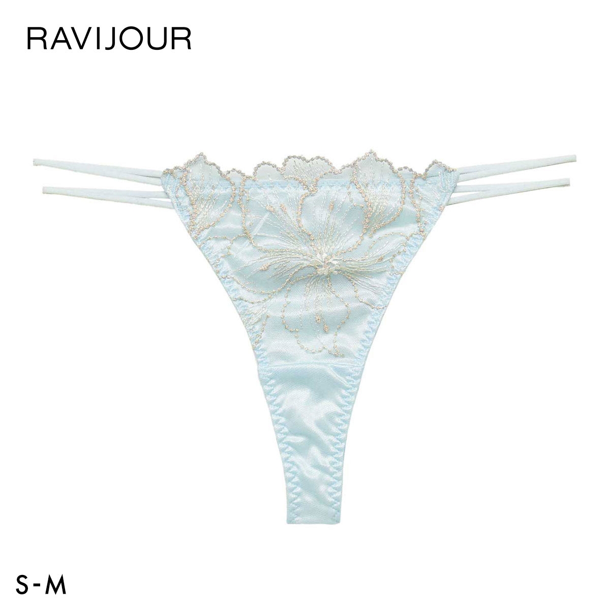 ラヴィジュール アウレリア エンブロイダリーレース Tバックショーツ SM 総レース ソング タンガ セクシー バックレース RAVIJOUR(BU-ブルー-S)