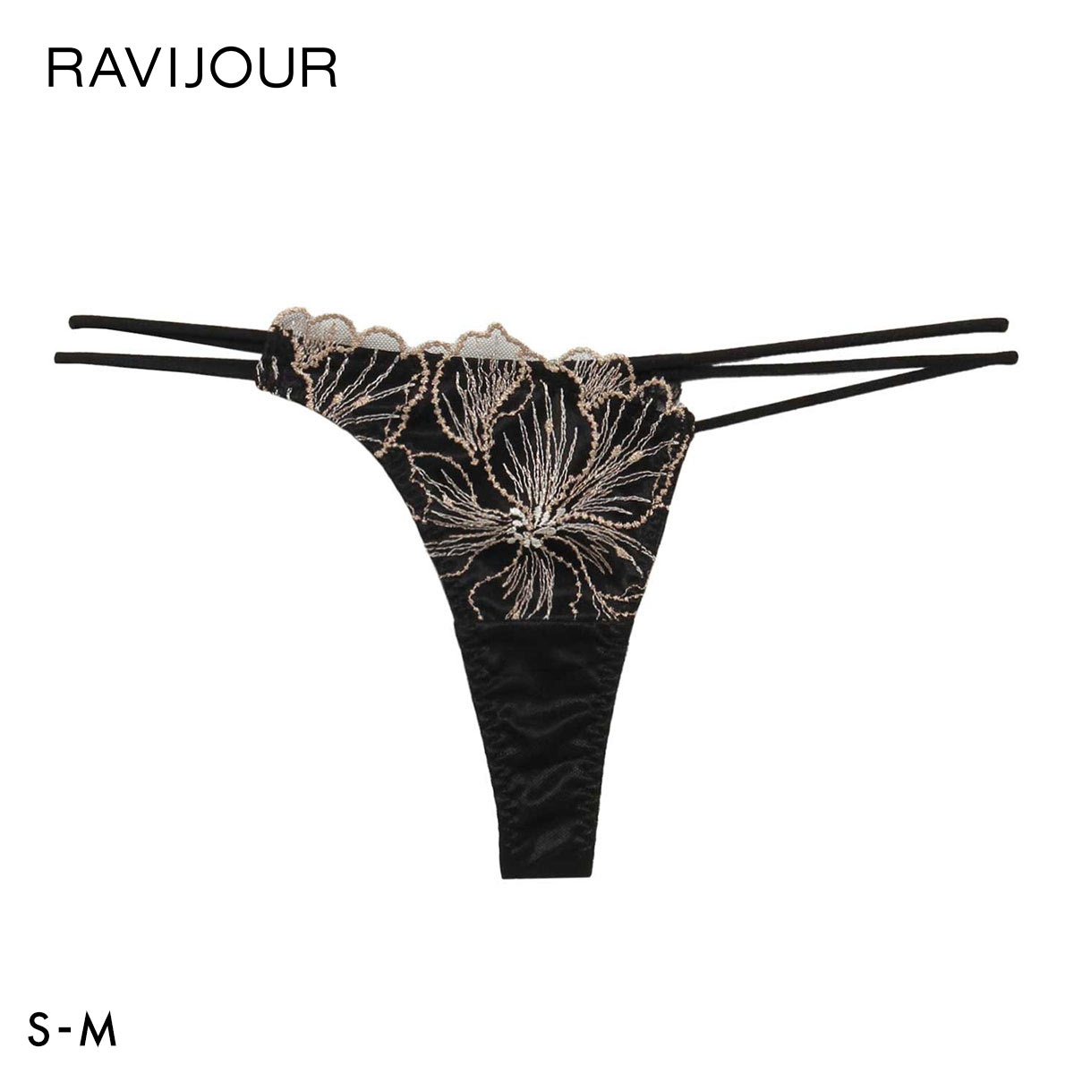 ラヴィジュール アウレリア ストレッチレース Tバックショーツ SM 総レース ソング タンガ セクシー バックレース RAVIJOUR 下着(BK-ブラック-S)