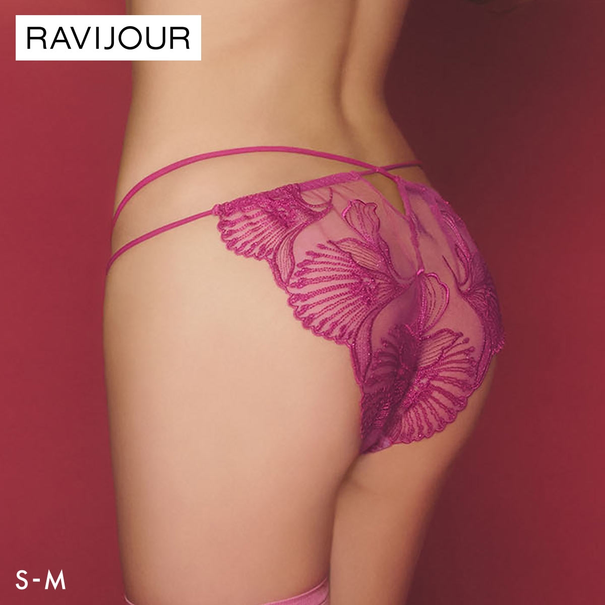 ラヴィジュール アリア エンブロイダリーレース ノーマルショーツ SM セクシー 総レース バックレース 下着 RAVIJOUR(PI-ピンク-S)