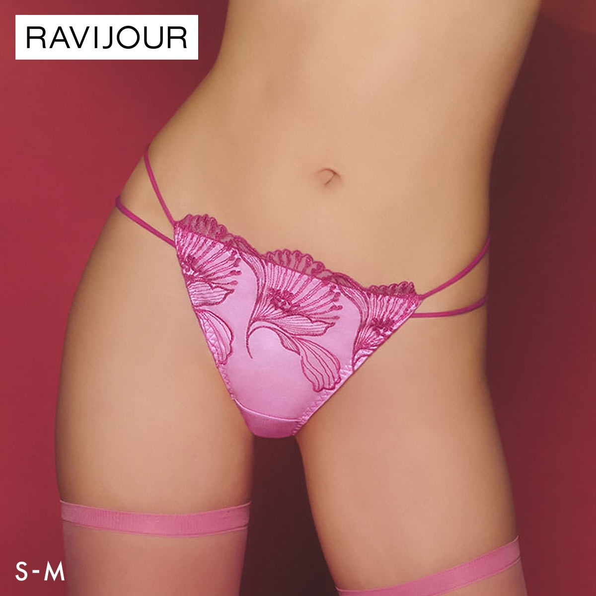ラヴィジュール アリア エンブロイダリーレース Tバックショーツ SM 総レース ソング タンガ セクシー バックレース 下着 RAVIJOUR(PI-ピンク-S)