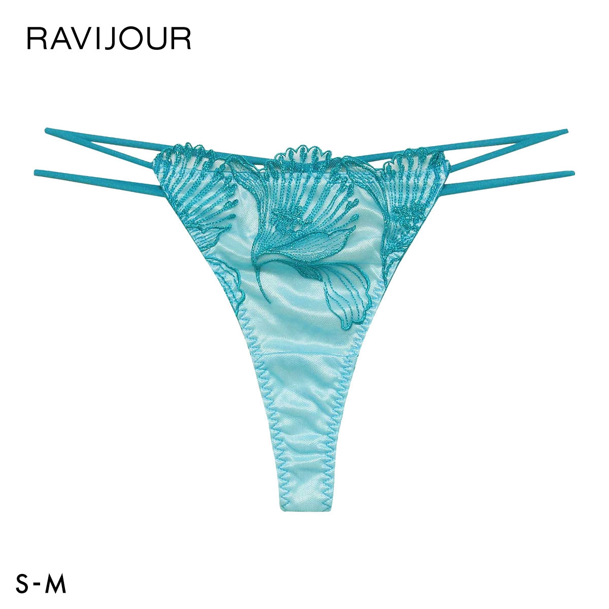 ラヴィジュール アリア エンブロイダリーレース Tバックショーツ SM 総レース ソング タンガ セクシー バックレース 下着 RAVIJOUR(BU-ブルー-S)
