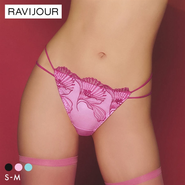 ラヴィジュール アリア エンブロイダリーレース Tバックショーツ SM 総レース ソング タンガ セクシー バックレース 下着 RAVIJOUR