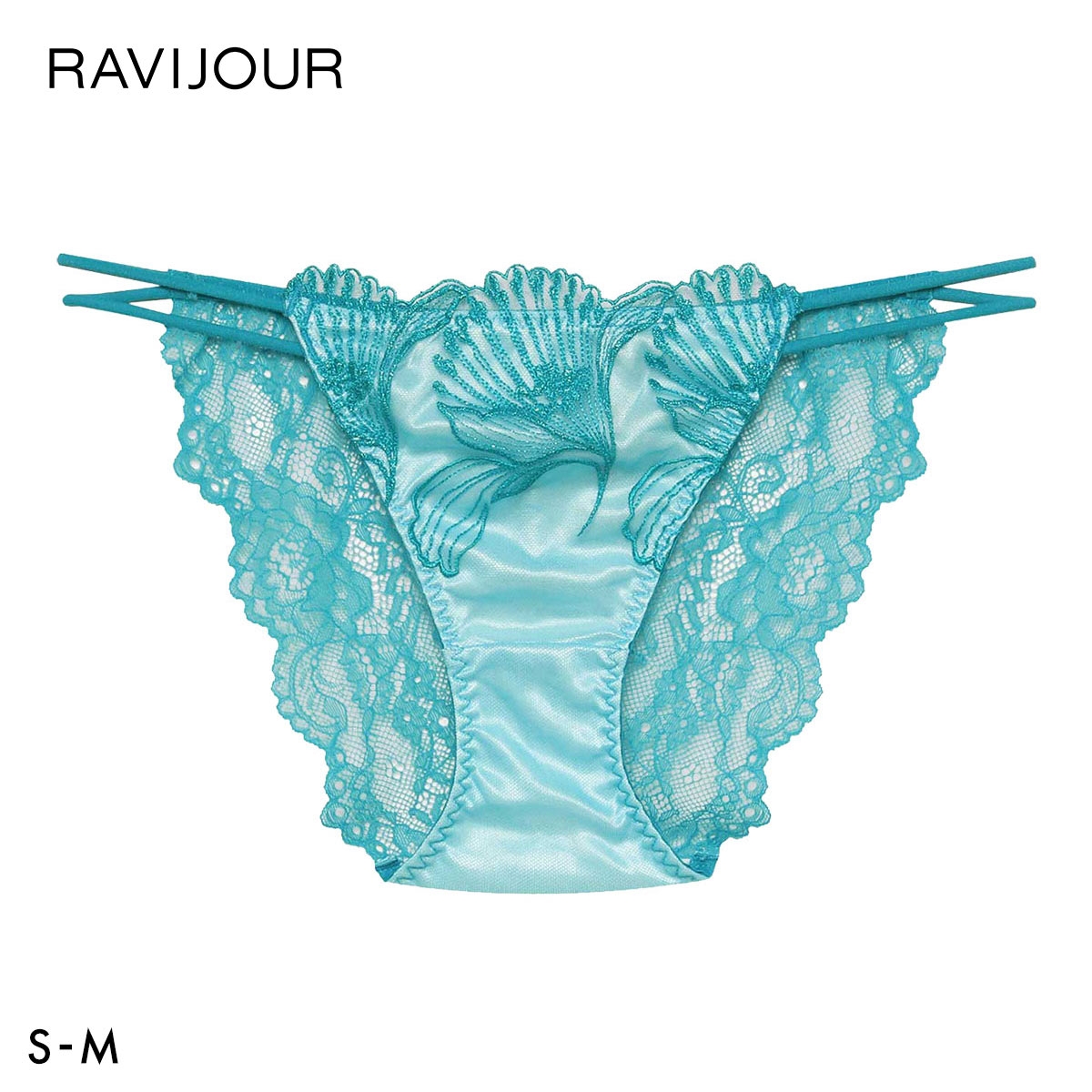 ラヴィジュール アリア ストレッチレース ノーマルショーツ SM セクシー 総レース バックレース 下着 RAVIJOUR(BU-ブルー-S)
