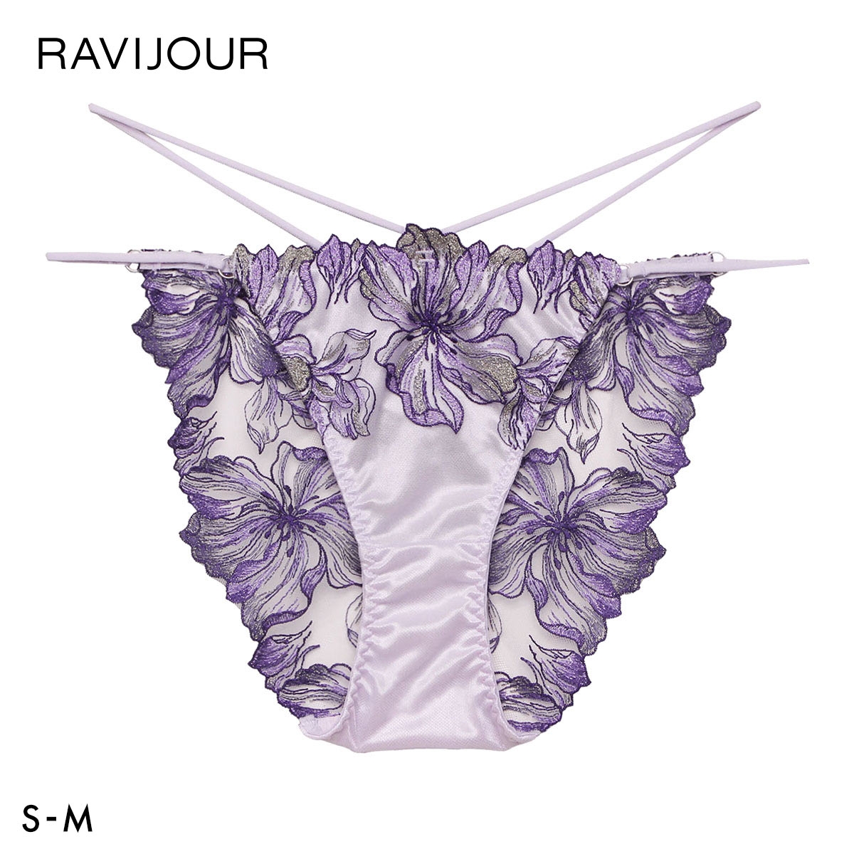 ラヴィジュール ミレイユ エンブロイダリーレース ノーマルショーツ SM セクシー 総レース バックレース 下着 RAVIJOUR(PU-パープル-S)