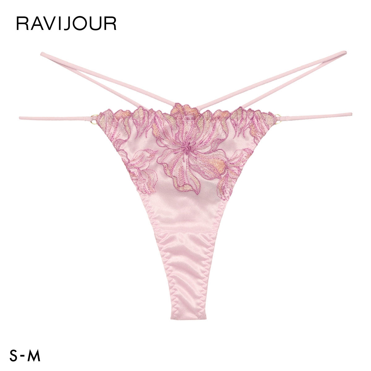 ラヴィジュール ミレイユ エンブロイダリーレース Tバックショーツ SM 総レース ソング タンガ セクシー バックレース 下着 RAVIJOUR(PI-ピンク-S)
