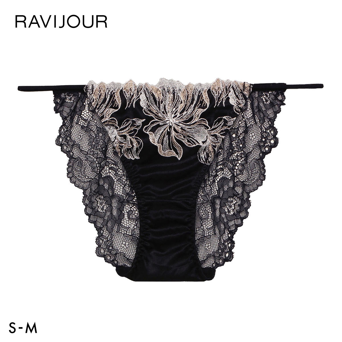 ラヴィジュール ミレイユ ストレッチレース ノーマルショーツ SM セクシー 総レース バックレース 下着 RAVIJOUR(BK-ブラック-S)