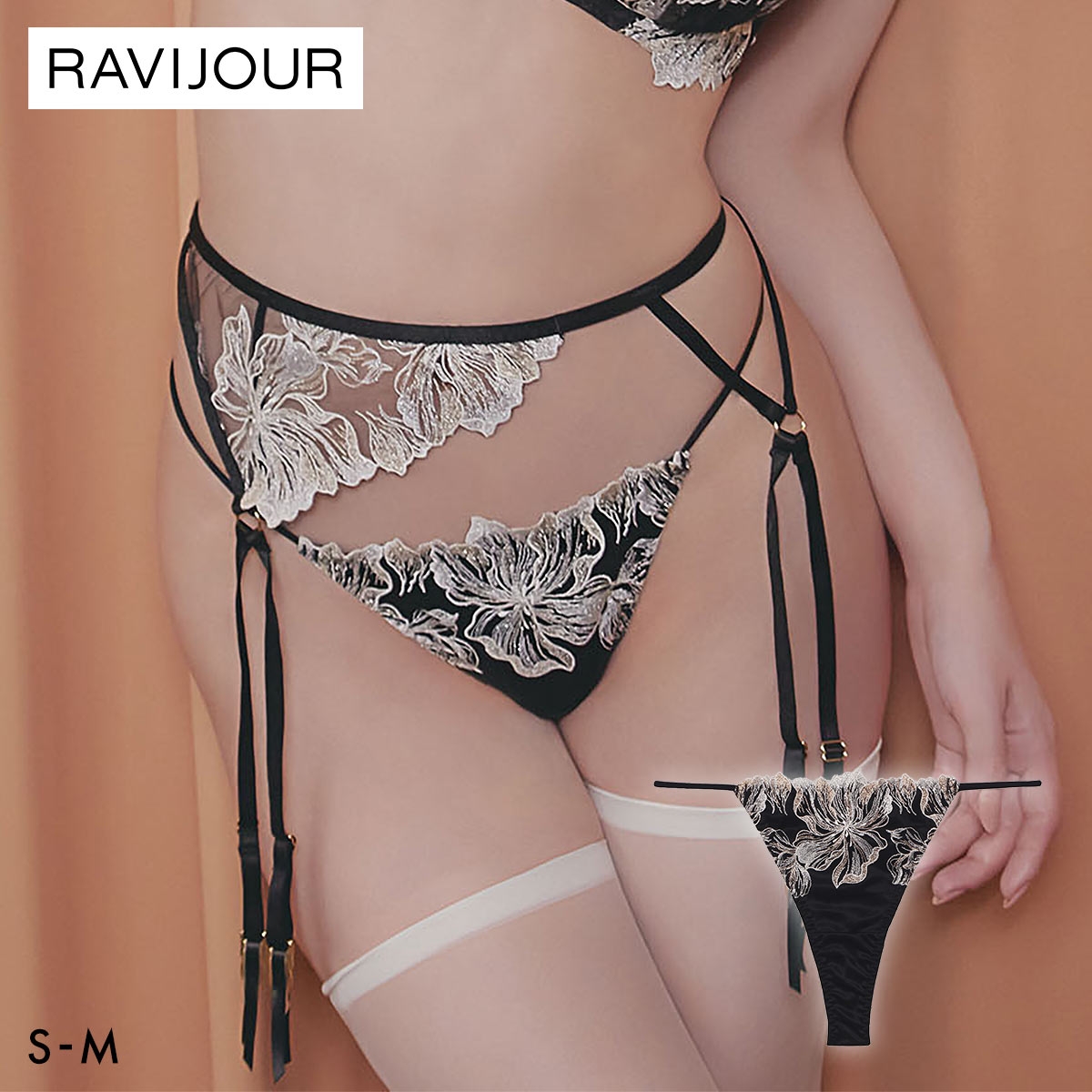 ラヴィジュール ミレイユ ストレッチレース Tバックショーツ SM 総レース ソング タンガ セクシー バックレース 下着 RAVIJOUR(BK-ブラック-S)