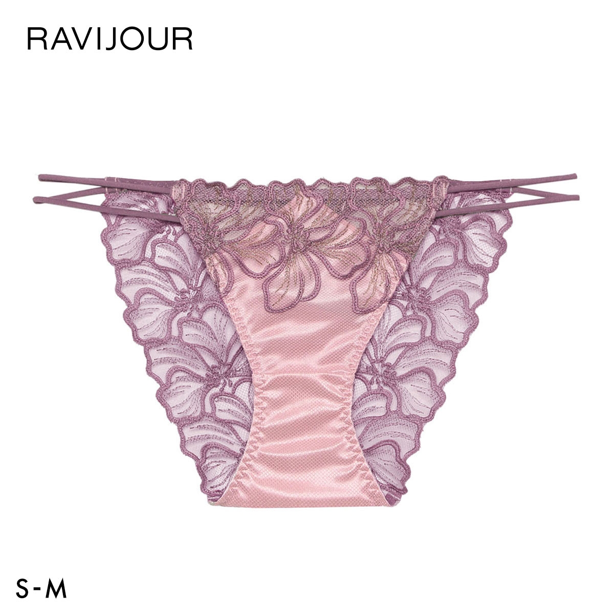ラヴィジュール フィオラル エンブロイダリーレース ノーマルショーツ SM セクシー 総レース バックレース 下着 RAVIJOUR(PI-ピンク-S)