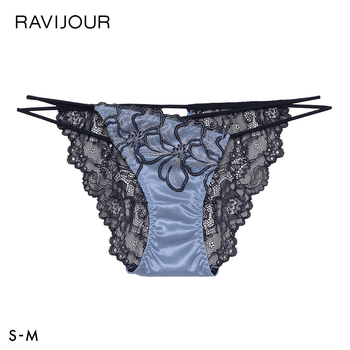 ラヴィジュール フィオラル ストレッチレース ノーマルショーツ SM セクシー 総レース バックレース 下着 RAVIJOUR(NV-ネイビー-S)