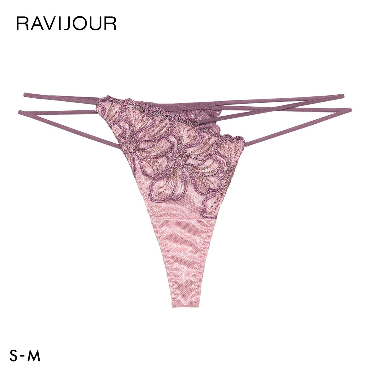 ラヴィジュール フィオラル ストレッチレース Tバックショーツ SM 総レース ソング タンガ セクシー バックレース 下着 RAVIJOUR(PI-ピンク-S)