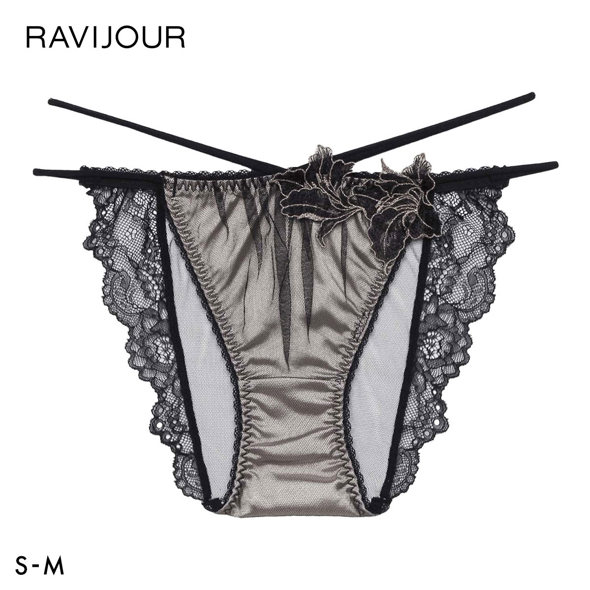 ラヴィジュール ヴィオラ ノーマルショーツ SM セクシー 総レース バックレース 下着 RAVIJOUR(BK-ブラック-S)