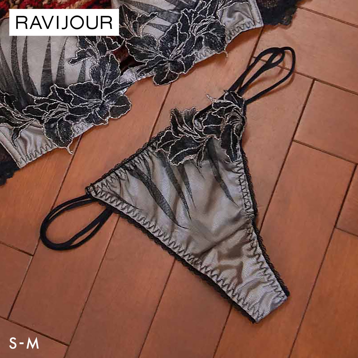 ラヴィジュール ヴィオラ Tバックショーツ SM 総レース ソング タンガ セクシー バックレース 下着 RAVIJOUR(BK-ブラック-S)