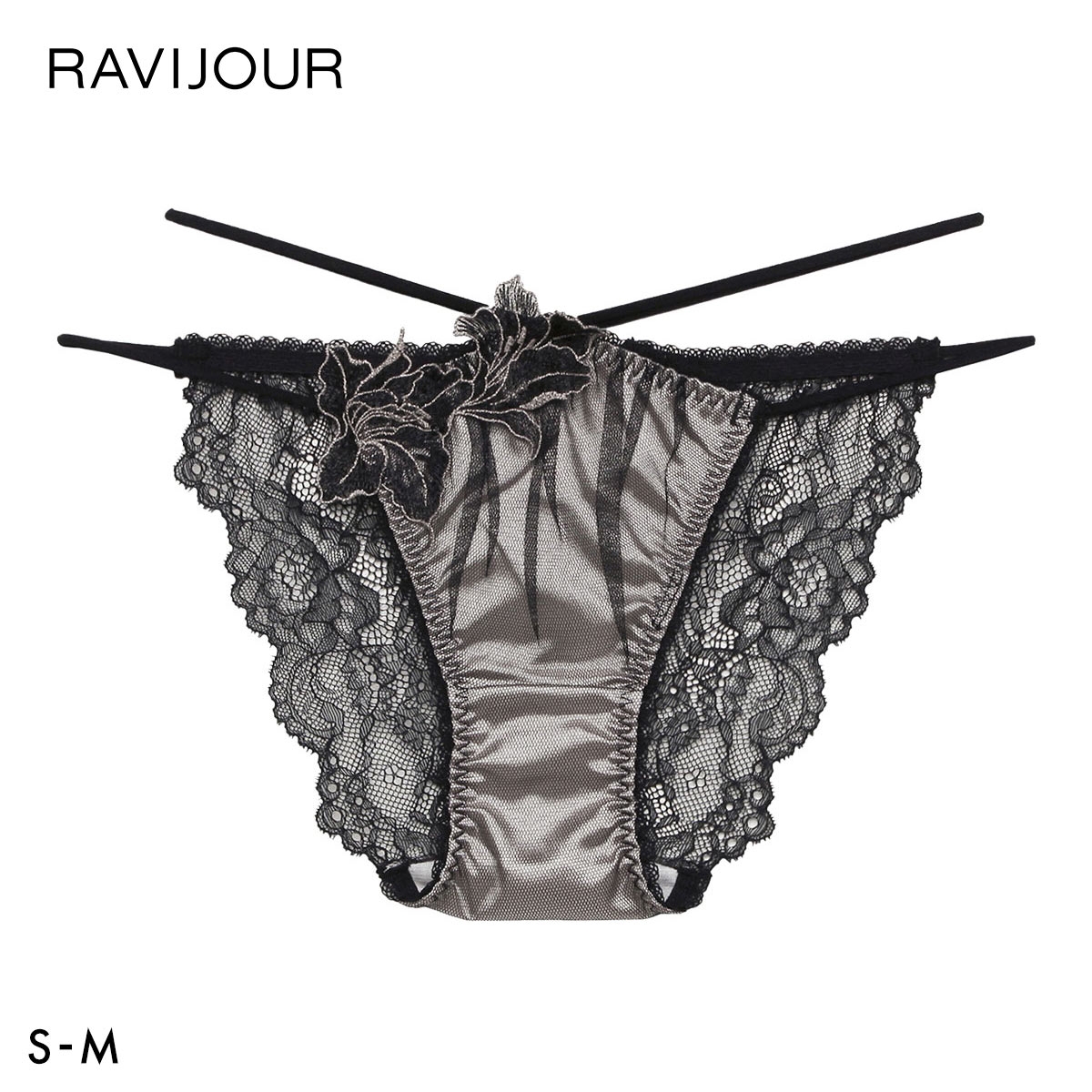 ラヴィジュール ヴィオラ ストレッチレース ノーマルショーツ SM セクシー 総レース バックレース 下着 RAVIJOUR(BK-ブラック-S)