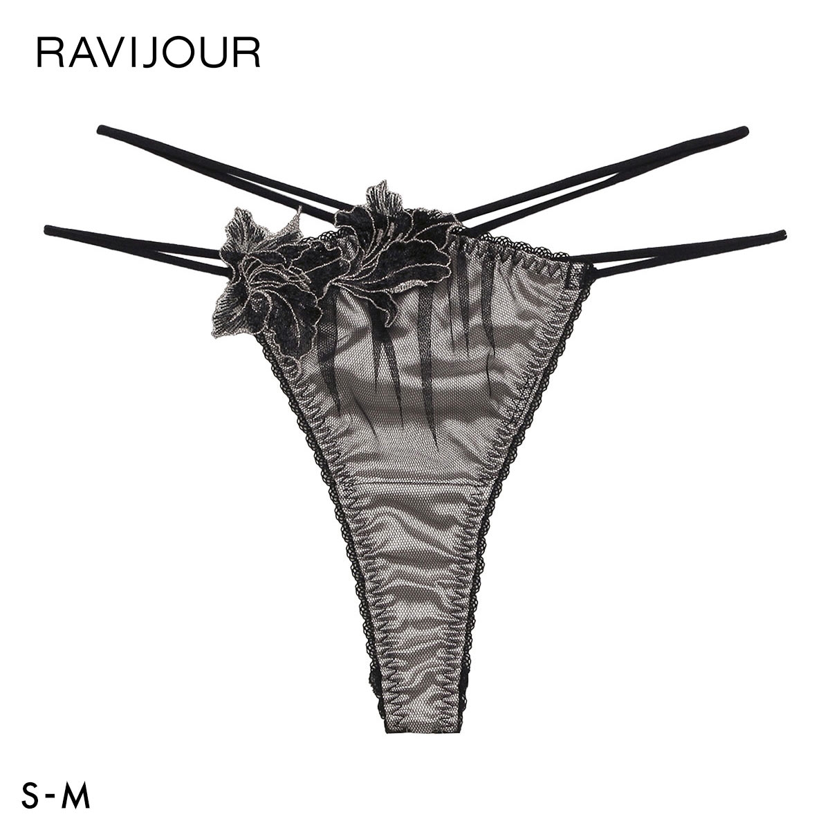 ラヴィジュール ヴィオラ ストレッチレース Tバックショーツ SM 総レース ソング タンガ セクシー バックレース 下着 RAVIJOUR(BK-ブラック-S)