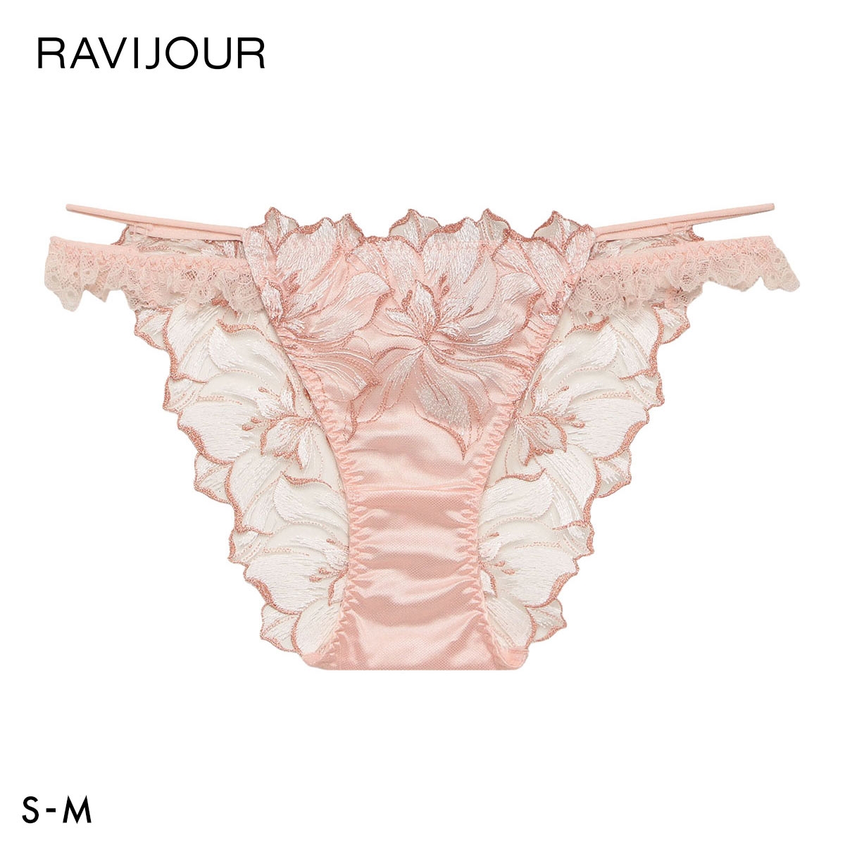 ラヴィジュール ラヴェリス エンブロイダリーレース ノーマルショーツ SM セクシー 総レース バックレース 下着 RAVIJOUR(PE-ピーチ-S)