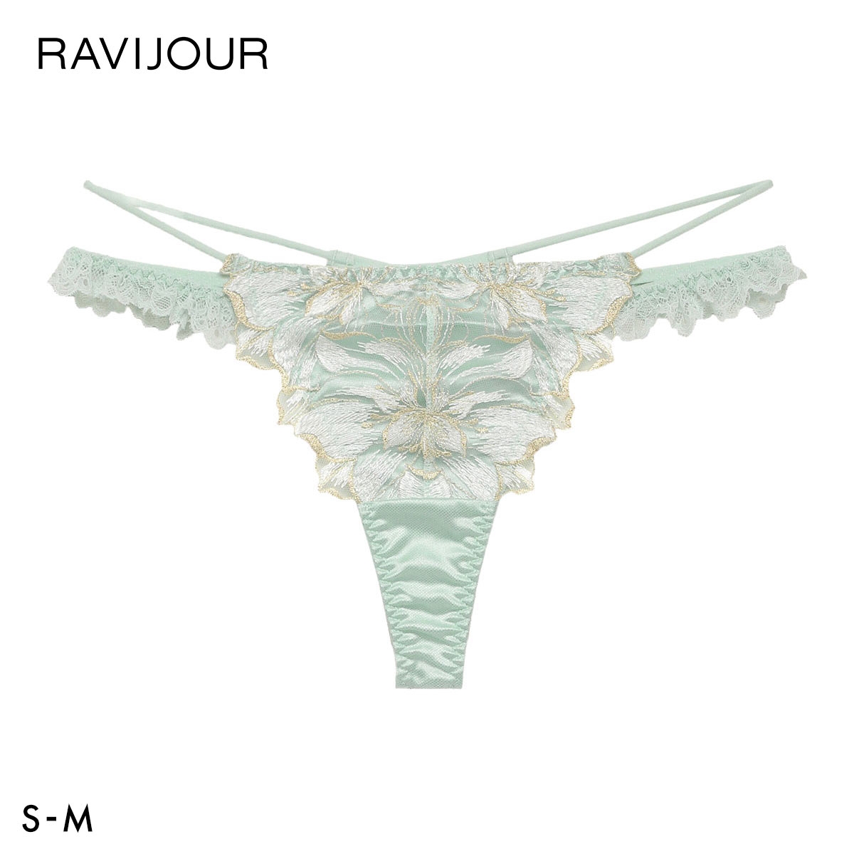 ラヴィジュール ラヴェリス エンブロイダリーレース Tバックショーツ SM 総レース ソング タンガ セクシー バックレース 下着 RAVIJOUR(MI-ミント-S)