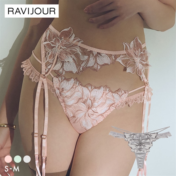 ラヴィジュール ラヴェリス エンブロイダリーレース Tバックショーツ SM 総レース ソング タンガ セクシー バックレース 下着 RAVIJOUR