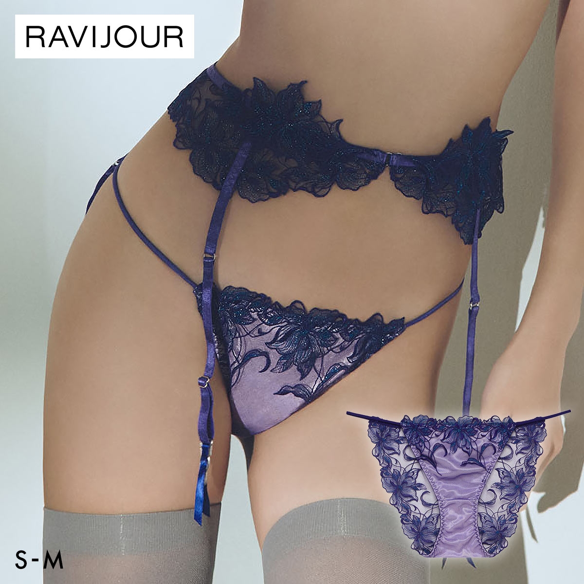 ラヴィジュール シエナ エンブロイダリーレース ノーマルショーツ SM セクシー 総レース バックレース 下着 RAVIJOUR(PU-パープル-S)