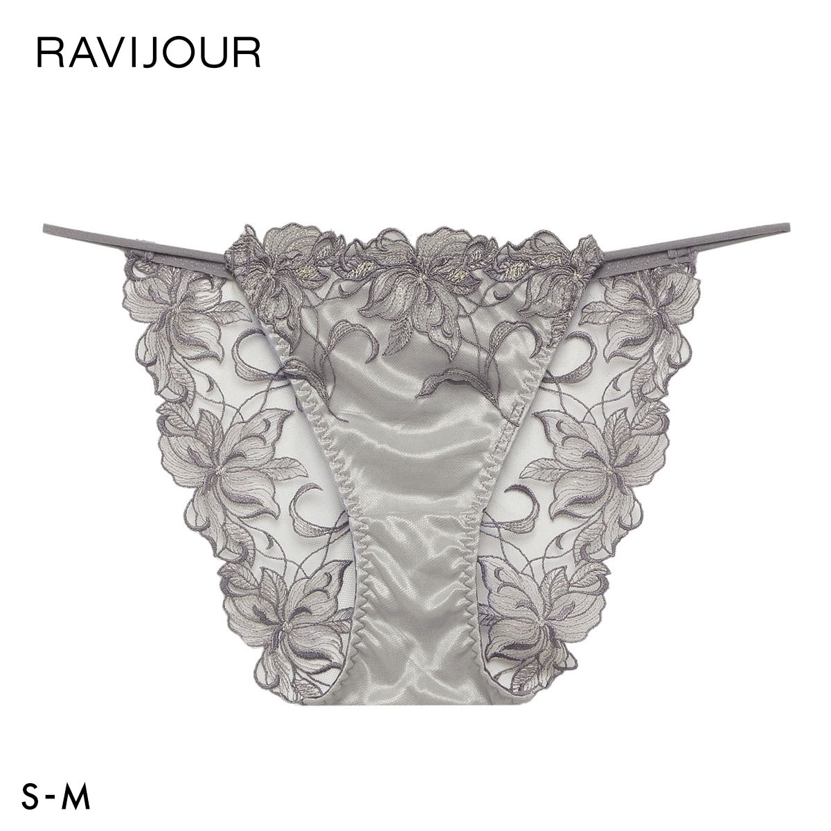 ラヴィジュール シエナ エンブロイダリーレース ノーマルショーツ SM セクシー 総レース バックレース 下着 RAVIJOUR(GY-グレー-S)