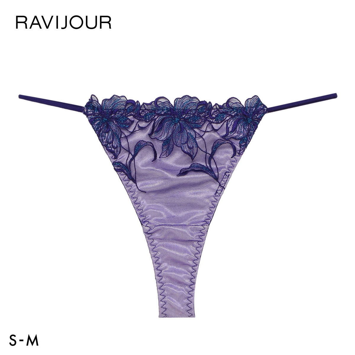 ラヴィジュール シエナ エンブロイダリーレース Tバックショーツ SM 総レース ソング タンガ セクシー バックレース 下着 RAVIJOUR(PU-パープル-S)