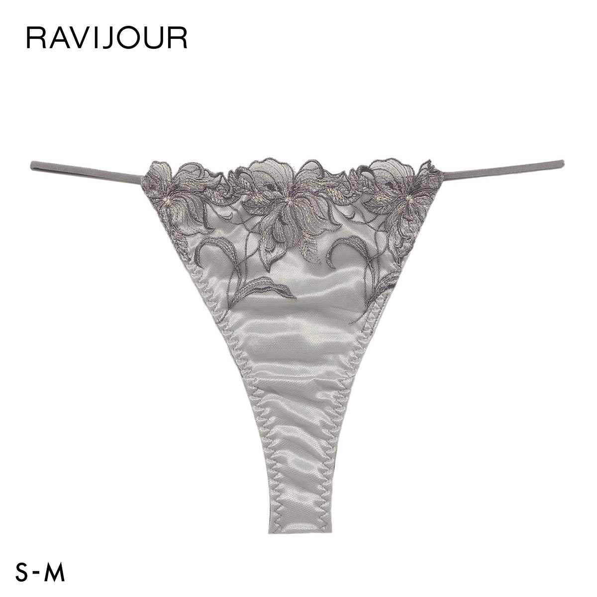 ラヴィジュール シエナ エンブロイダリーレース Tバックショーツ SM 総レース ソング タンガ セクシー バックレース 下着 RAVIJOUR(GY-グレー-S)