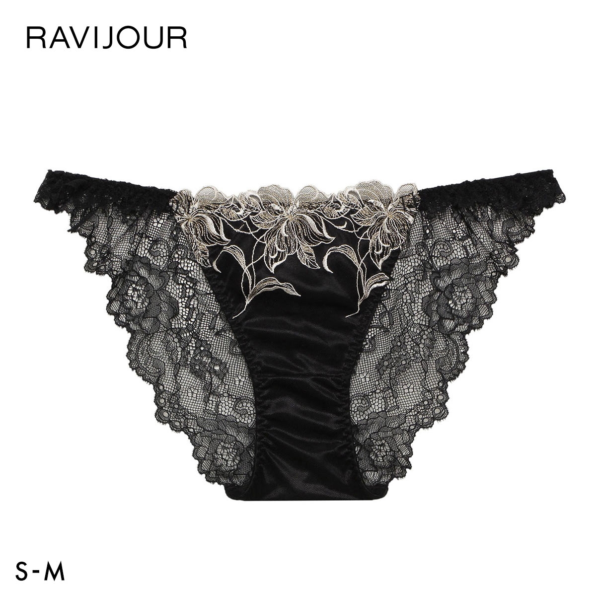 ラヴィジュール シエナ ストレッチレース ノーマルショーツ SM セクシー 総レース バックレース 下着 RAVIJOUR(BK-ブラック-S)