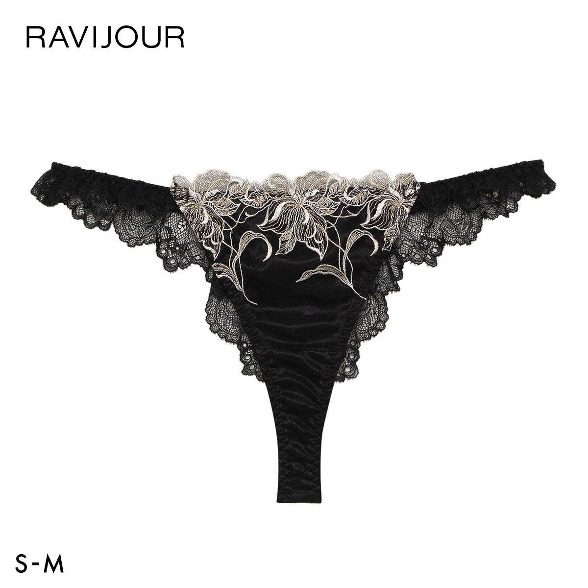 ラヴィジュール シエナ ストレッチレース Tバックショーツ SM 総レース ソング タンガ セクシー バックレース 下着 RAVIJOUR(BK-ブラック-S)