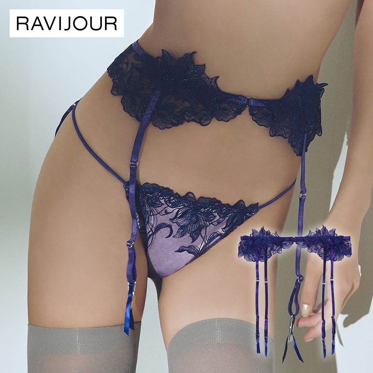 ラヴィジュール シエナ ガーター セクシー ランジェリー ガーターベルト 下着 RAVIJOUR(PU-パープル-ONESIZE)