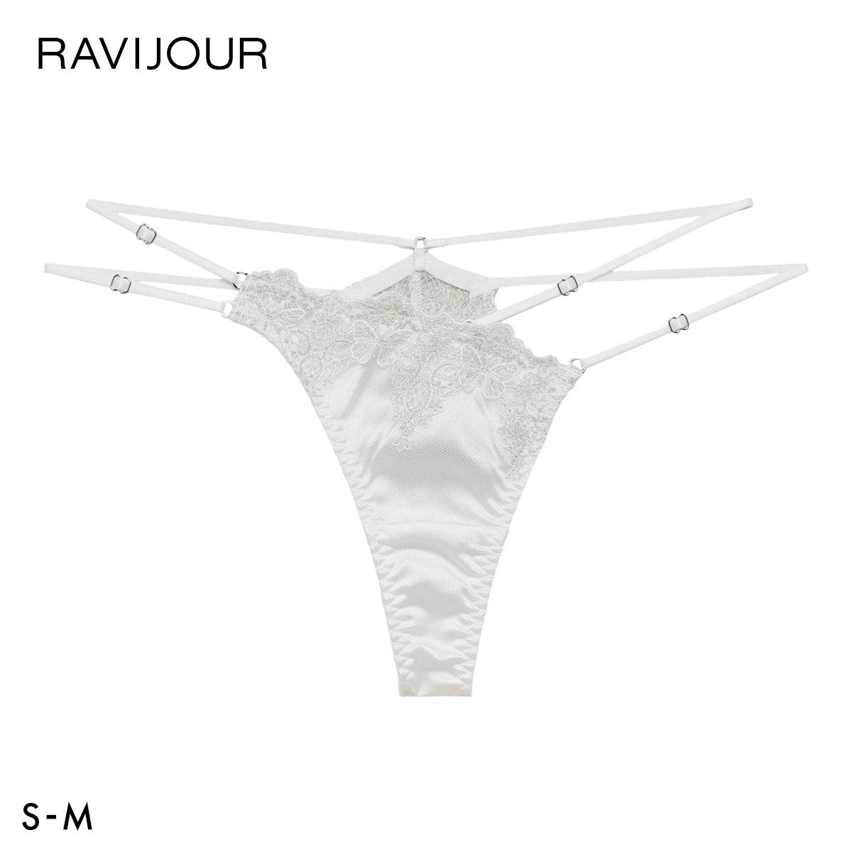 ラヴィジュール アリーヌ エンブロイダリーレース Tバックショーツ SM 総レース ソング タンガ セクシー バックレース RAVIJOUR(IV-アイボリー-S)