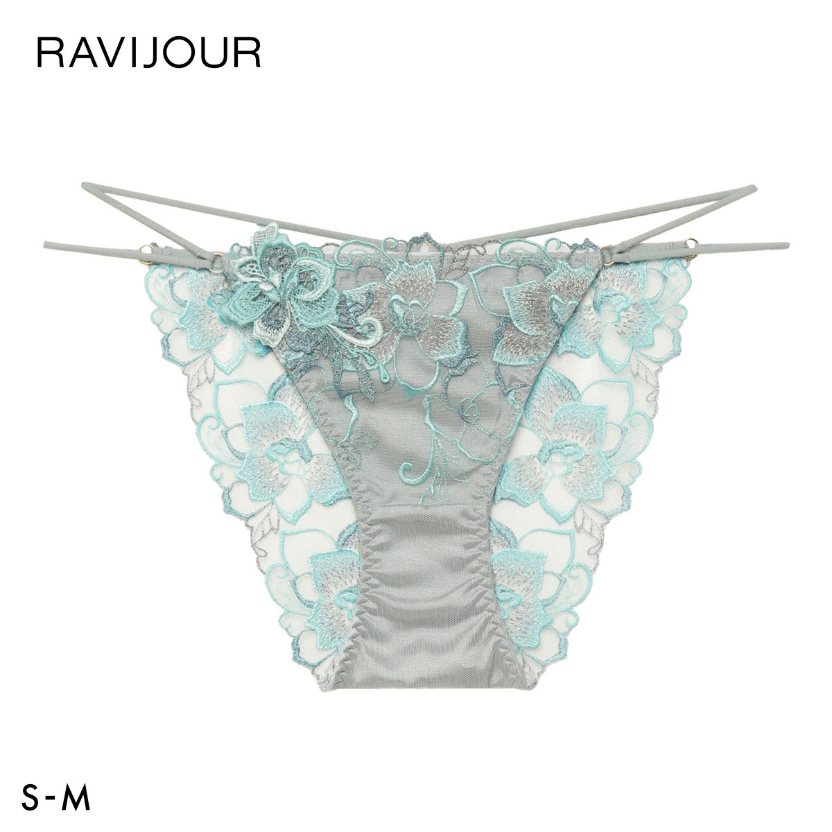 ラヴィジュール ノウェリカ エンブロイダリーレース ノーマルショーツ SM セクシー 総レース バックレース 下着 RAVIJOUR(BU-ブルー-S)