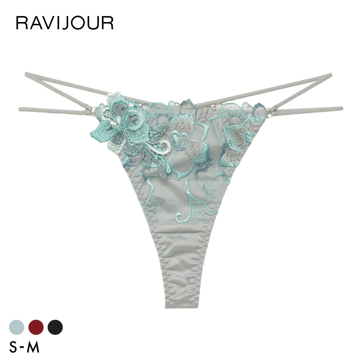 ラヴィジュール ノウェリカ エンブロイダリーレース Tバックショーツ SM 総レース ソング タンガ セクシー バックレース RAVIJOUR