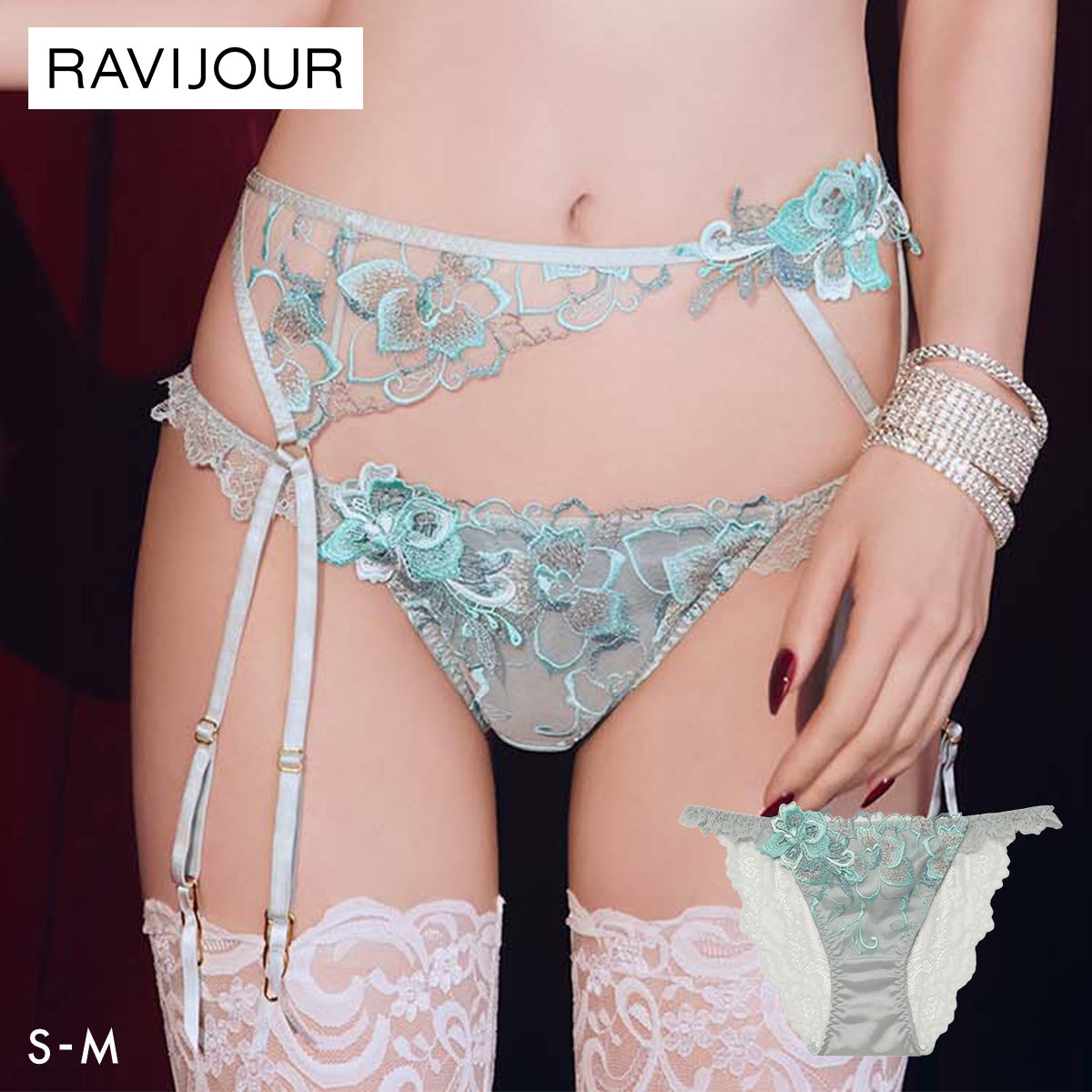 ラヴィジュール ノウェリカ ストレッチレース ノーマルショーツ SM セクシー 総レース バックレース 下着 RAVIJOUR(BU-ブルー-S)