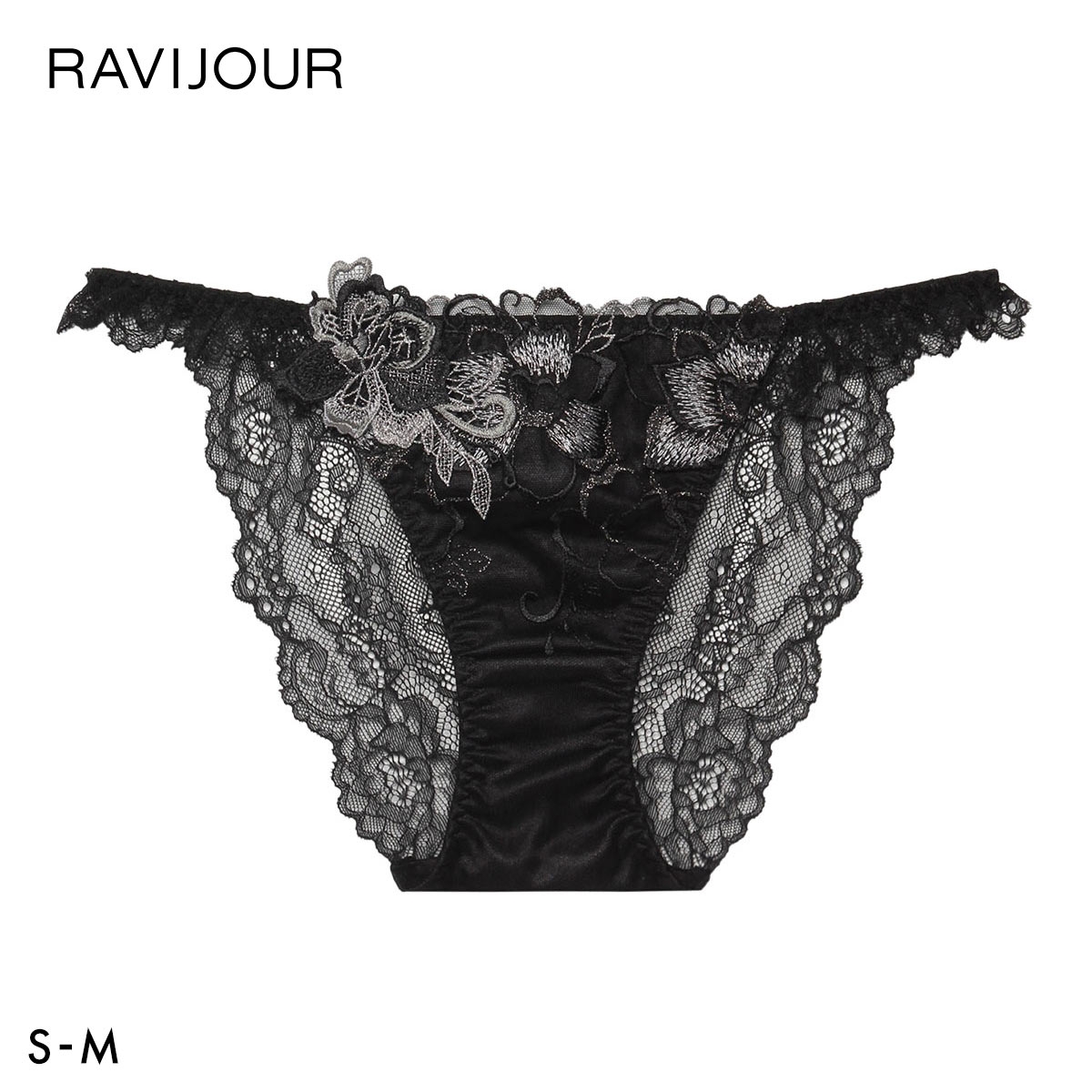 ラヴィジュール ノウェリカ ストレッチレース ノーマルショーツ SM セクシー 総レース バックレース 下着 RAVIJOUR(BK-ブラック-S)