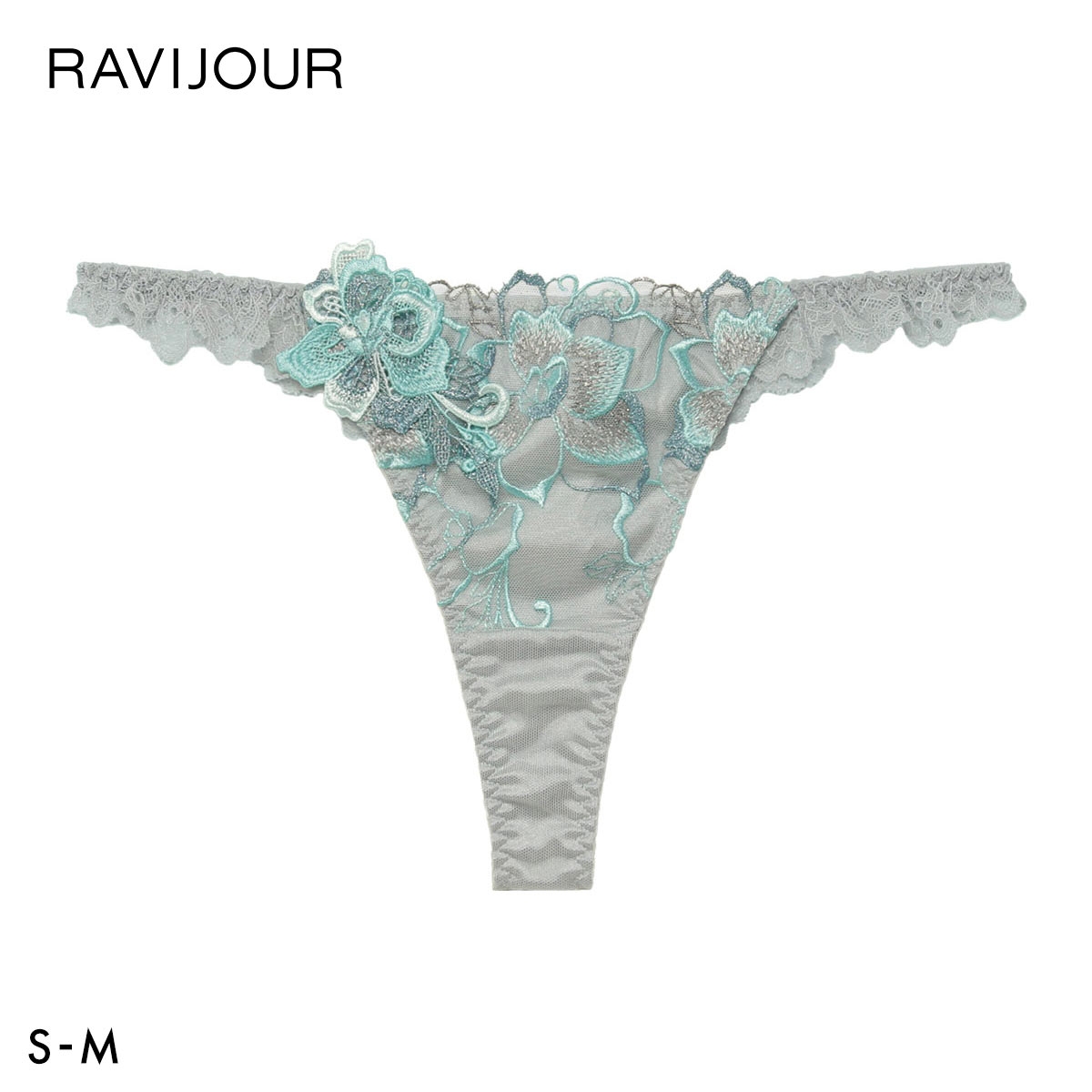 ラヴィジュール ノウェリカ ストレッチレース Tバックショーツ SM 総レース ソング タンガ セクシー バックレース 下着 RAVIJOUR(BU-ブルー-S)