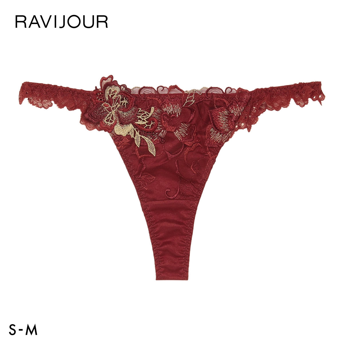ラヴィジュール ノウェリカ ストレッチレース Tバックショーツ SM 総レース ソング タンガ セクシー バックレース 下着 RAVIJOUR(RE-レッド-S)