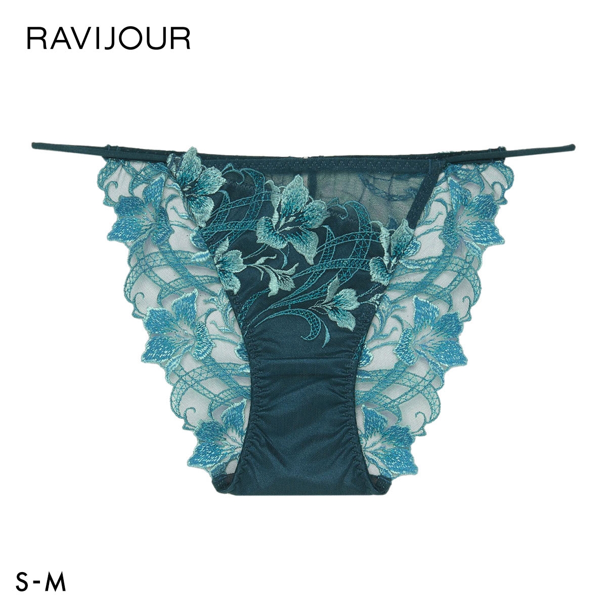 ラヴィジュール エポナ エンブロイダリーレース ノーマルショーツ SM セクシー 総レース バックレース 下着 RAVIJOUR(BU-ブルー-S)