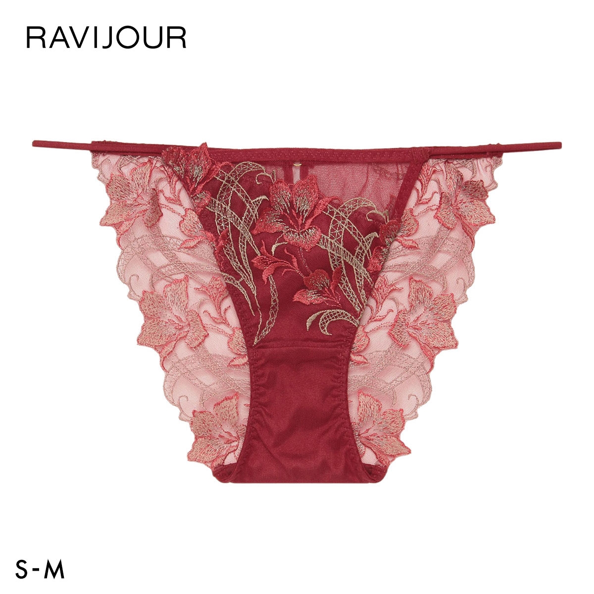 ラヴィジュール エポナ エンブロイダリーレース ノーマルショーツ SM セクシー 総レース バックレース 下着 RAVIJOUR(RE-レッド-S)