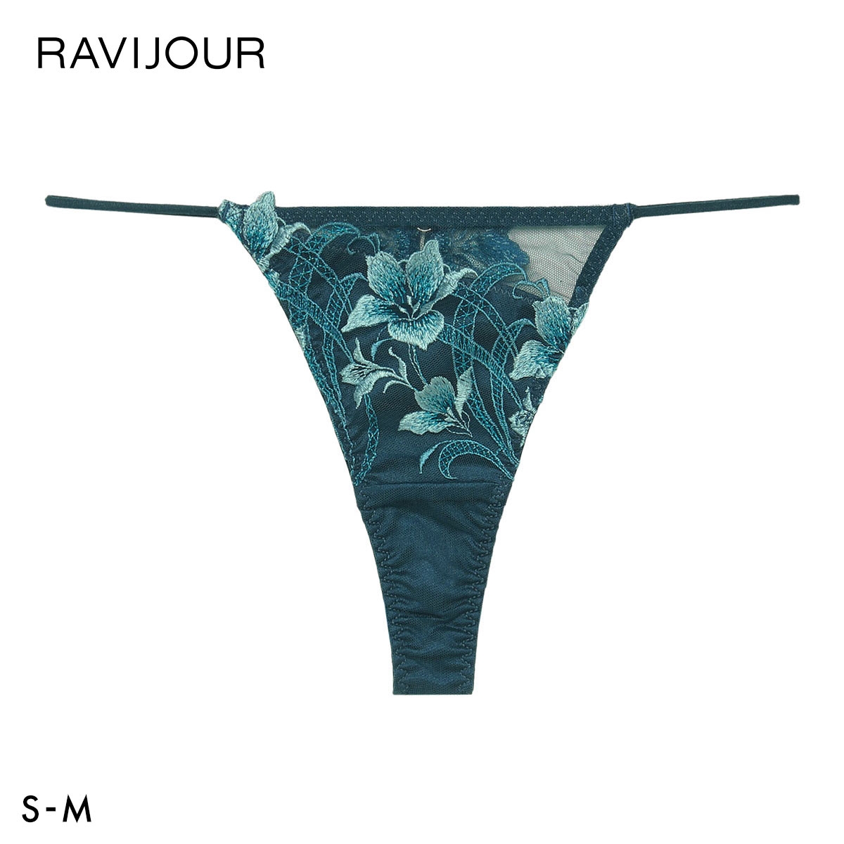 ラヴィジュール エポナ エンブロイダリーレース Tバックショーツ SM 総レース ソング タンガ セクシー バックレース 下着 RAVIJOUR(BU-ブルー-S)