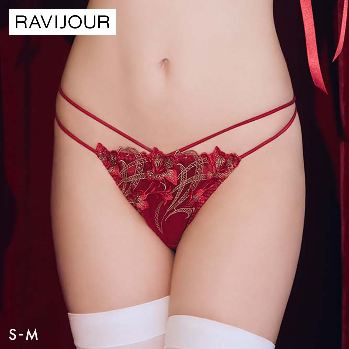 ラヴィジュール エポナ ストレッチレース ノーマルショーツ SM セクシー 総レース バックレース 下着 RAVIJOUR(RE-レッド-S)