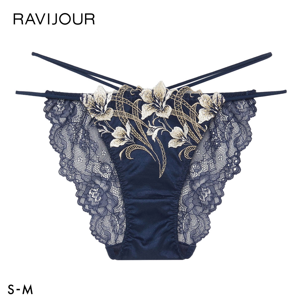ラヴィジュール エポナ ストレッチレース ノーマルショーツ SM セクシー 総レース バックレース 下着 RAVIJOUR(NV-ネイビー-S)